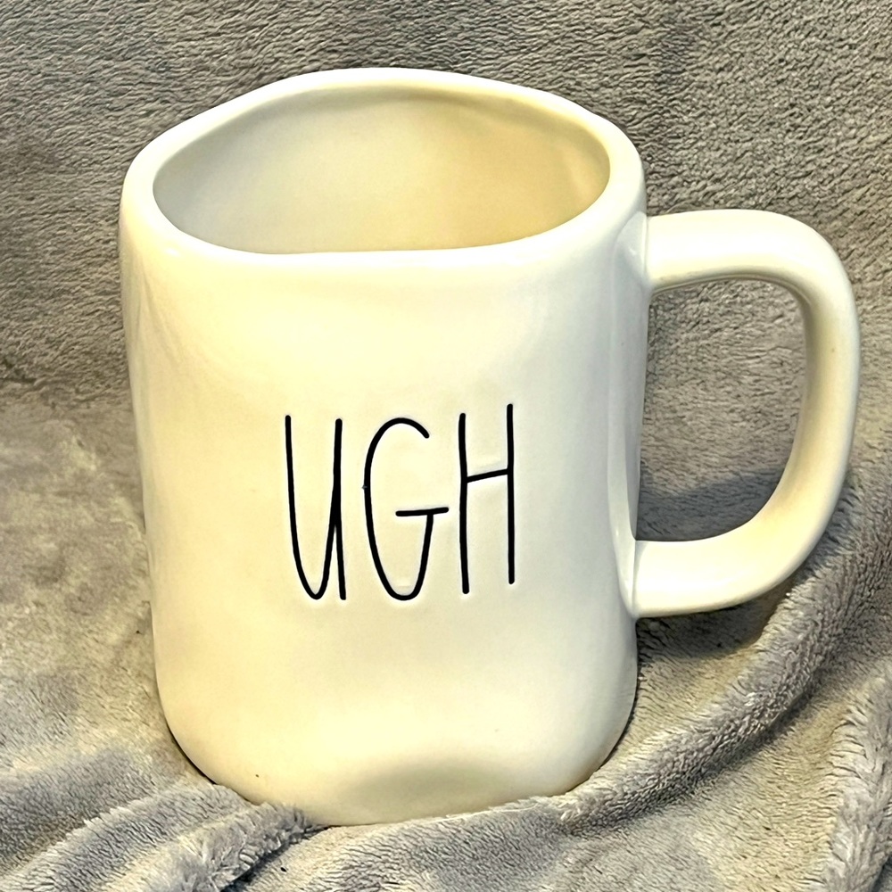 Rae Dunn by Magenta “UGH” coffee, tea, soup mug with teal interior
